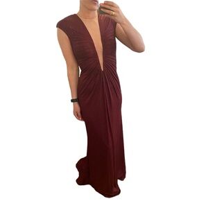 Jovani Wine Color Sequin Dress